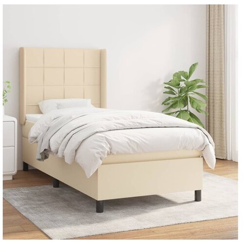  Box spring postelja z vzmetnico krem 90x200 cm blago Cene