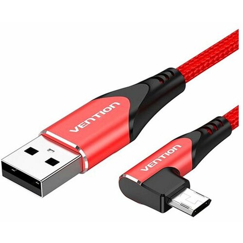 Vention usb 2.0 to micro-b right angle cable 2M red aluminum alloy type(reversible design) Cene
