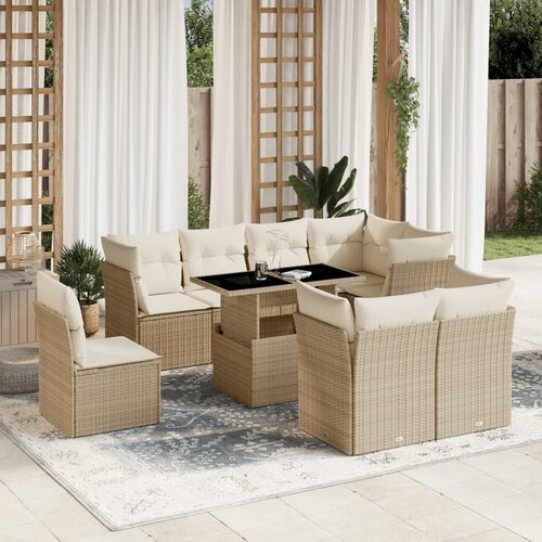  The Living Store Vrtna garnitura 9-delna z blazinami bež poli ratan - Vrtna Sedežna Garniture, (21460052) Slike