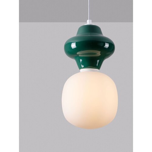 Nova Luce Bela/modrozelena keramična viseča svetilka s steklenim senčilom &amp;oslash; 18 cm Clio &amp;ndash; Slike