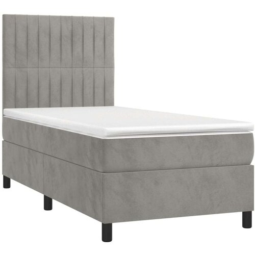  Box spring s madracem LED svjetlosivi 90x190 cm bar&amp;scaron;un Slike