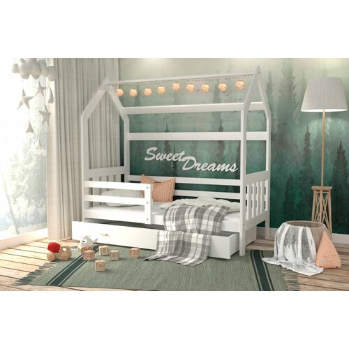Domek drveni dečiji krevet 2 - beli - 160x80 cm Slike