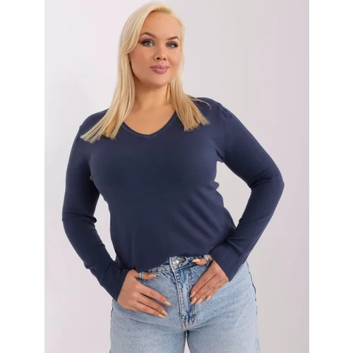 Fashion Hunters Navy Blue Women's Plus Size Knit Sweater