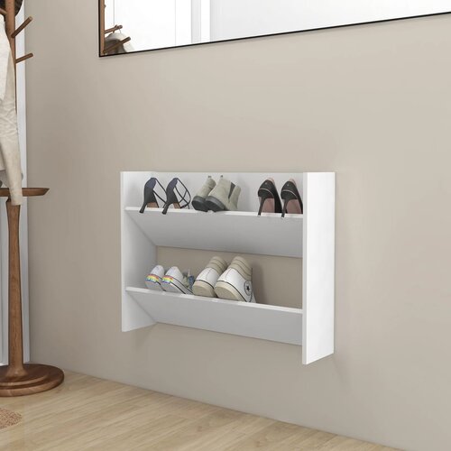 VidaXL Zidni ormarić za cipele bijeli 80 x 18 x 60 cm od iverice Slike