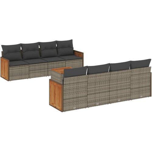  9-dijelni set vrtnih sofa od poliratana s jastucima sivi Slike