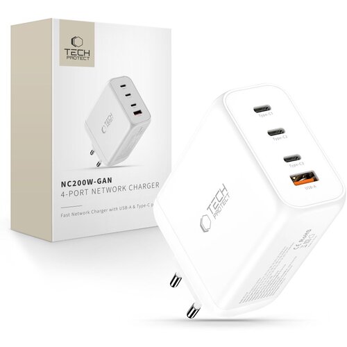 TECH-PROTECT NC200W-GAN 4-PORTNI QC3.0 PD STENSKI POLNILEC ZA TELEFONE, (5000259931) Cene