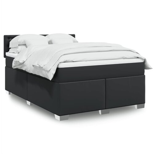 vidaXL Box spring postelja z vzmetnico črn 140x190 cm umetno usnje Cene