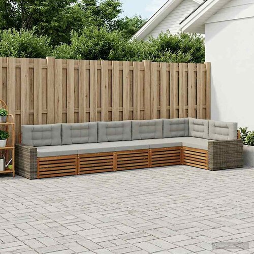  Set vanjskih sofa 6 kom. Prirodna i svjetlosiva Poliester Cene
