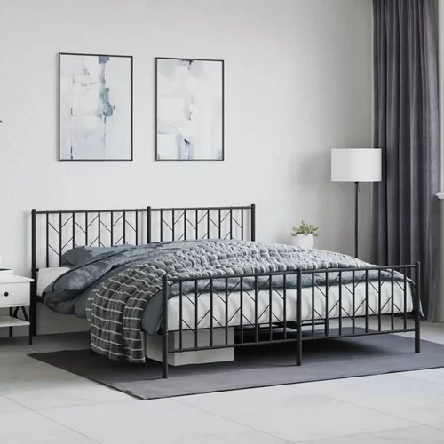 Metalni okvir kreveta uzglavlje i podnožje crni 183x213 cm