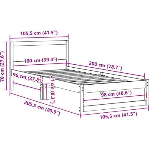  Krevetna konstrukcija Smeđa Puno drvo 100 x 200 cm Izdržljivo Slike