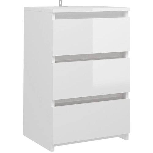 Maison Chic Nočna omarica - Nočna miza visok sijaj bela 40x35x62,5 cm konstruiran les, (21687693) Slike