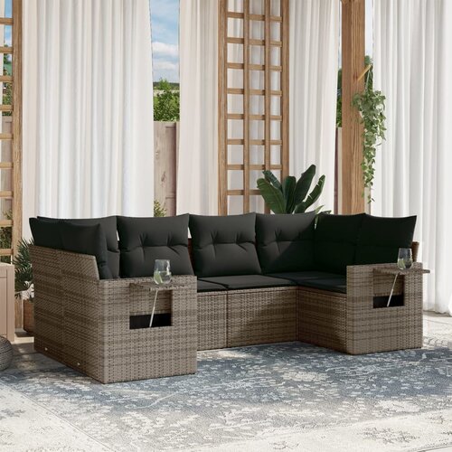 vidaXL 6-dijelni set vrtnih sofa od poliratana s jastucima sivi Cijene