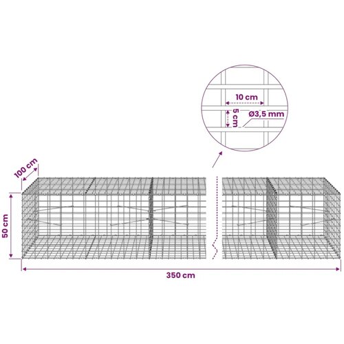  Gabion s žicom debljine 3 5 mm i mrežom 5x10 cm 350x100x50 cm - 100 cm 50 cm 350 cm Slike