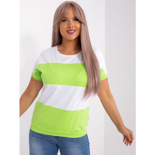 Fashion Hunters Ecru light green striped blouse larger size Slike