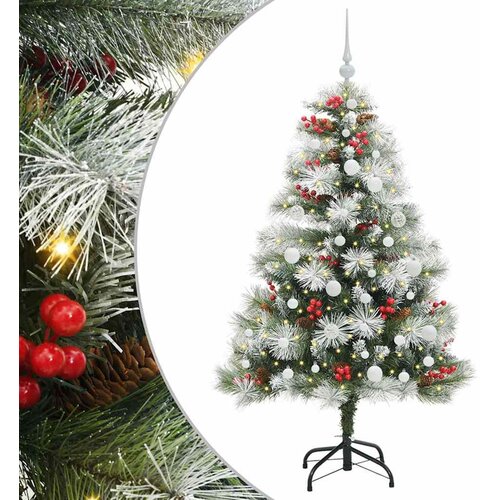 vidaXL Umjetno božićno drvce S LED lampica Zelena i bijela 150 cm - 150 cm s LED-ima i bijelim kuglicama Cene