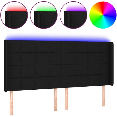 Maison Chic led posteljno vzglavje - vzglavna omarica - nočna omarica črno 183x16x118/128 cm blago, (21707876) Slike