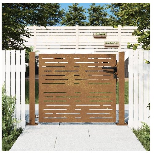 VidaXL Vrtna vrata 105x80 cm corten jeklo kvadraten dizajn Slike