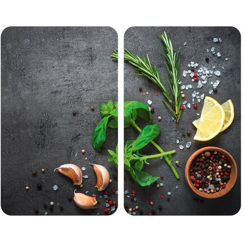 Wenko Set od 2 siva staklena poklopca za &amp;scaron;tednjak Universal Herbs Slike