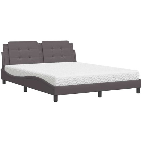  Krevet s madracem sivi 160 x 200 cm od umjetne kože Slike