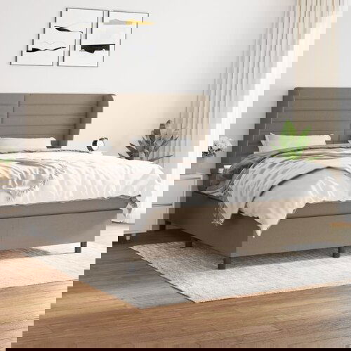  The Living Store Box spring postelja z vzmetnico taupe 180x200 cm blago - Box Spring Postelja, (21514574) Cene