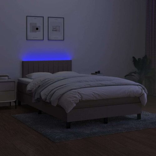  Krevet s oprugama i madracem LED smeđesivi 120x190 cmod tkanine Slike