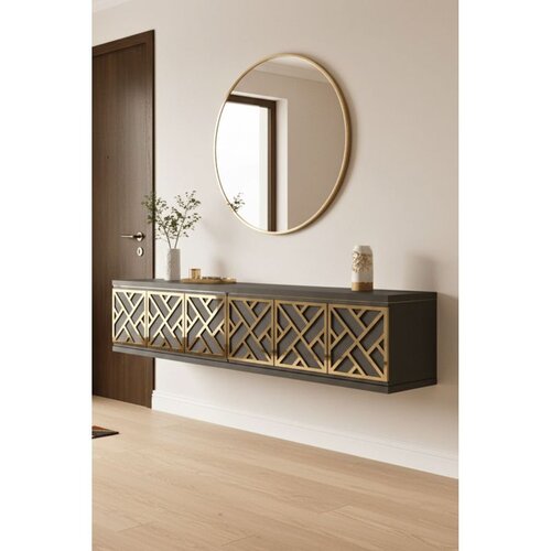 Hanah home komoda Arex 120, 120 cm, antracit / zlatna Cene