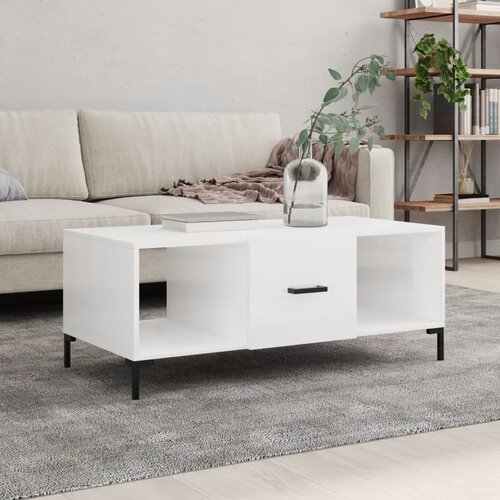 The Living Store Klubska mizica visok sijaj bela 102x50x40 cm inženirski les - Klubska Mizica, (21573740) Cene