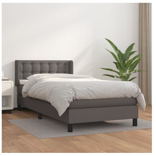  Box spring postelja z vzmetnico siv 100x200 cm umetno usnje Cene
