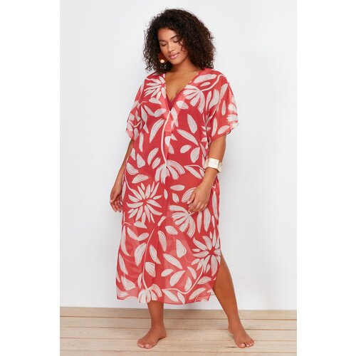 Trendyol Curve Multi Color Tropical Patterned Midi Woven Dress Cene