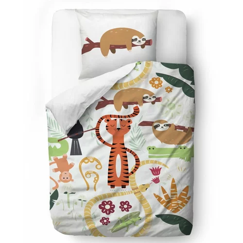 Mr. Little Fox dječja pamučna posteljina Rain Forest Animals, 100 x 130 cm