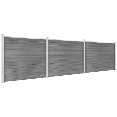vidaXL Komplet ograjnih panelov WPC 526x146 cm siv