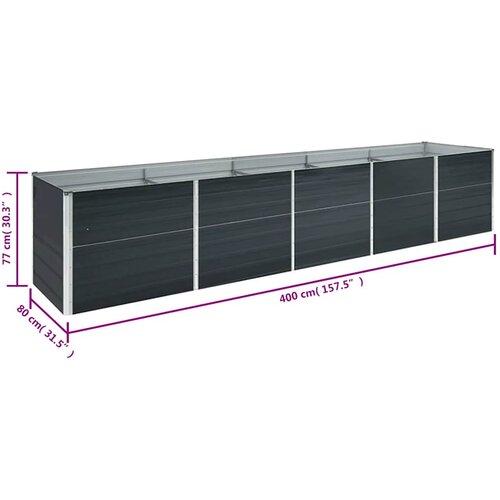  Povi&amp;scaron;ena vrtna gredica pocinčani čelik 400x80x77 cm antracit Slike