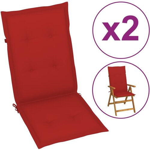 VidaXL Blazine za vrtne stole 2 kosa rdeče 120x50x3 cm Slike