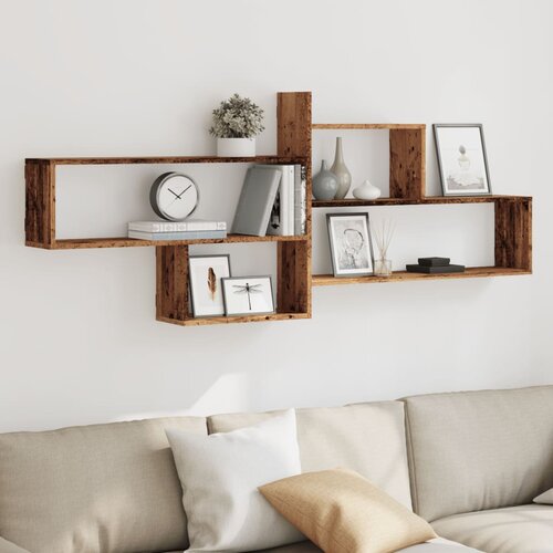 VidaXL Zidna polica boja staro drvo 167,5x18x68 cm konstruirano drvo Slike