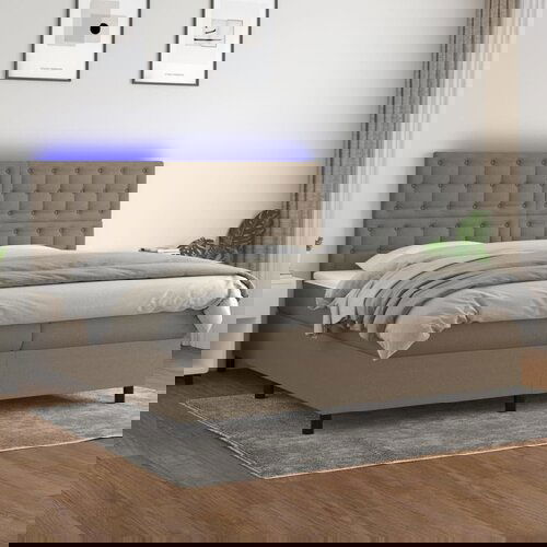  The Living Store Box spring postelja z vzmetnico LED taupe 200x200 cm blago - Box Spring Postelja, (21518765) Cene