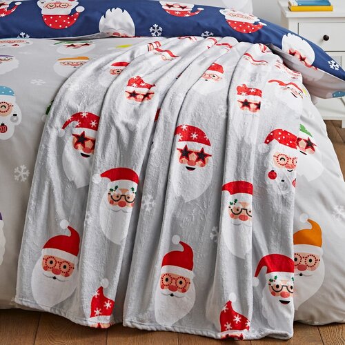 Catherine Lansfield Siva deka s božićnim motivom od mikropliša 130x170 cm Santa Spec-Tacular – Cijene
