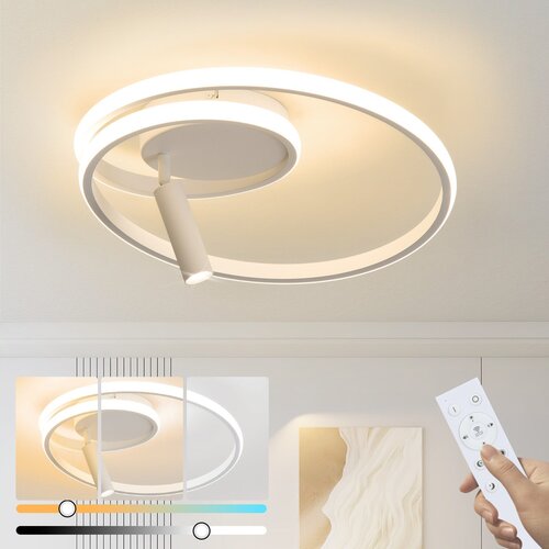 Nettlife LED stropna svetilka z možnostjo zatemnitve: 40 cm, moderna oblika, 37 W, s spotom, za spalnico, dnevno sobo, bela, (5000045992) Cene