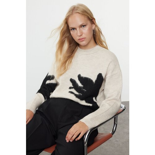 Trendyol Stone Soft Texture Stand Collar Color Block Knitwear Sweater Cijene