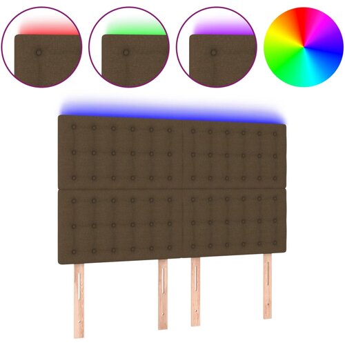 Maison Chic LED Posteljno vzglavje - Vzglavna omarica - Nočna omarica temno rjavo 144x5x118/128 cm blago, (21708862) Slike