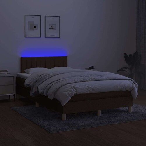  Krevet s oprugama i madracem LED tamnosmeđi 120x190 cm tkanina Slike