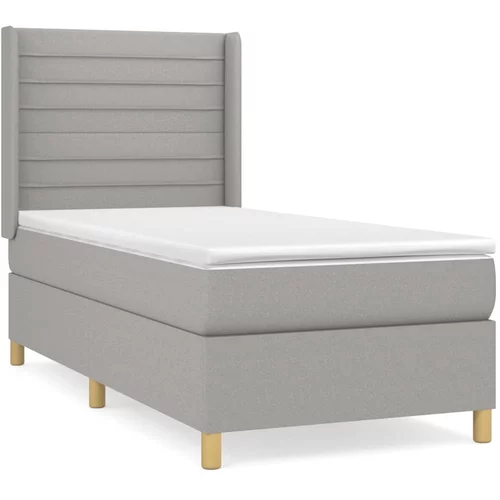 vidaXL Box spring postelja z vzmetnico svetlo siva 80x200 cm blago, (20883796)