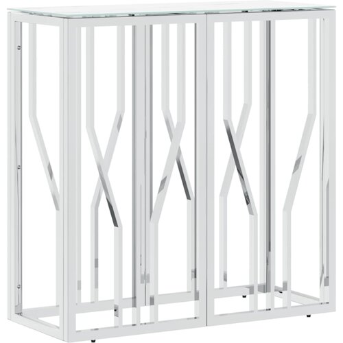 Maison Chic konzolna miza - miza ob steni srebrna 70x30x70 cm nerjaveče jeklo in steklo, (21786666) Cene