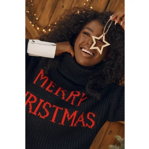 FASARDI Loose Christmas black turtleneck sweater