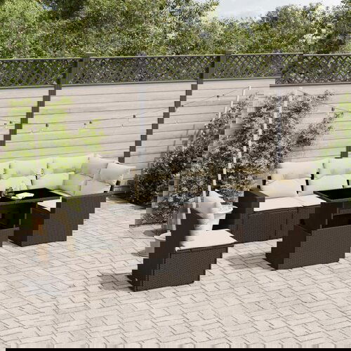 vidaXL 7-dijelni set vrtnih sofa od poliratana s jastucima smeđi Cijene