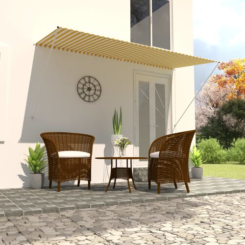 vidaXL Zložljiva tenda 300x150 cm rumena in bela Cene