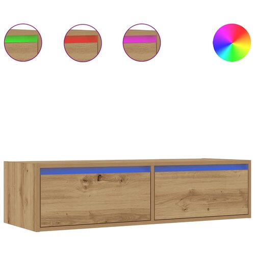 Maison Chic TV omarica - TV stojalo - Televizijska omarica z LED lučkami artisan hrast 100X35,5x25 cm, (21699646) Slike