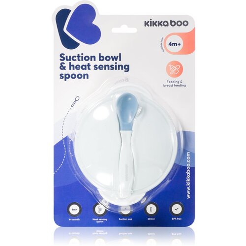 Kikka Boo Suction Bowl &amp;amp; Heat Sensing Spoon set pribora za jelo 4 m+ Blue 2 kom Slike