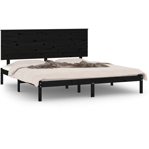 VidaXL Posteljni okvir črn iz trdne borovine 200x200 cm, (20644268) Slike