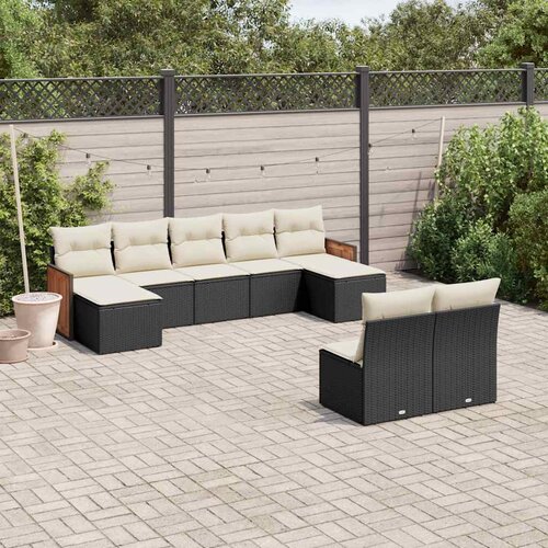  9-dijelni set vrtnih sofa s jastucima crni od poliratana Cijene