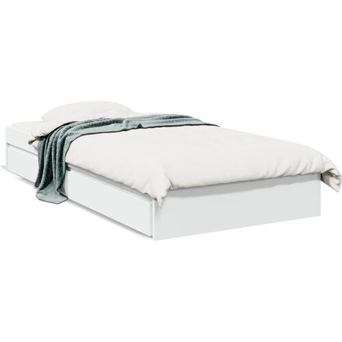 Maison Chic Posteljni okvir - Enojna postelja - Postelja za odrasle s predali bel 75x190 cm inženirski les, (21696199) Slike